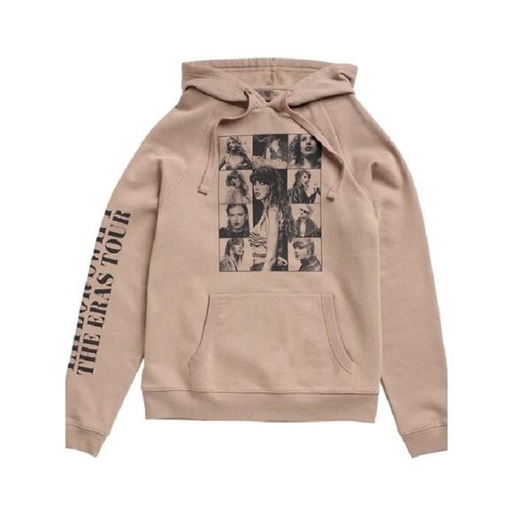TAYLOR SWIFT The Eras Tour Taupe Tan Hoodie Unisex Sz S {SS11} - Picture 1 of 7